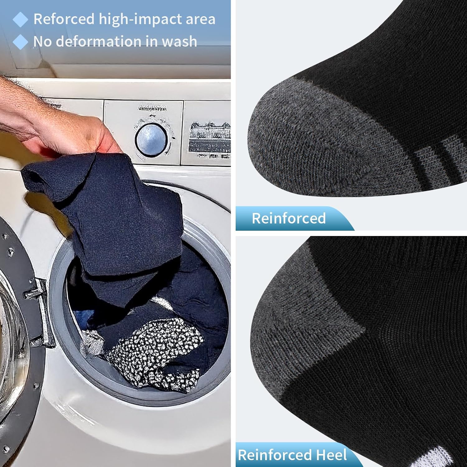 COOVAN Mens Athletic Socks 12 Pack Ankle Low Cut Breathable Running Socks,Socks for Men Shoe Size 6-12 - Image 7