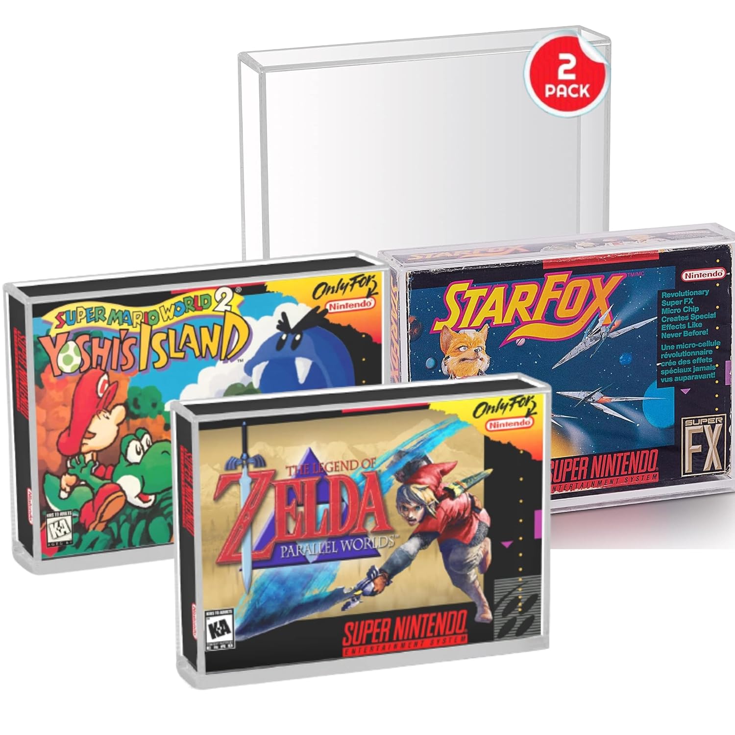 Acrylic Display Protector for SNES/N64 Game Boxes (4mm) – Clear Case Set by EVORETRO