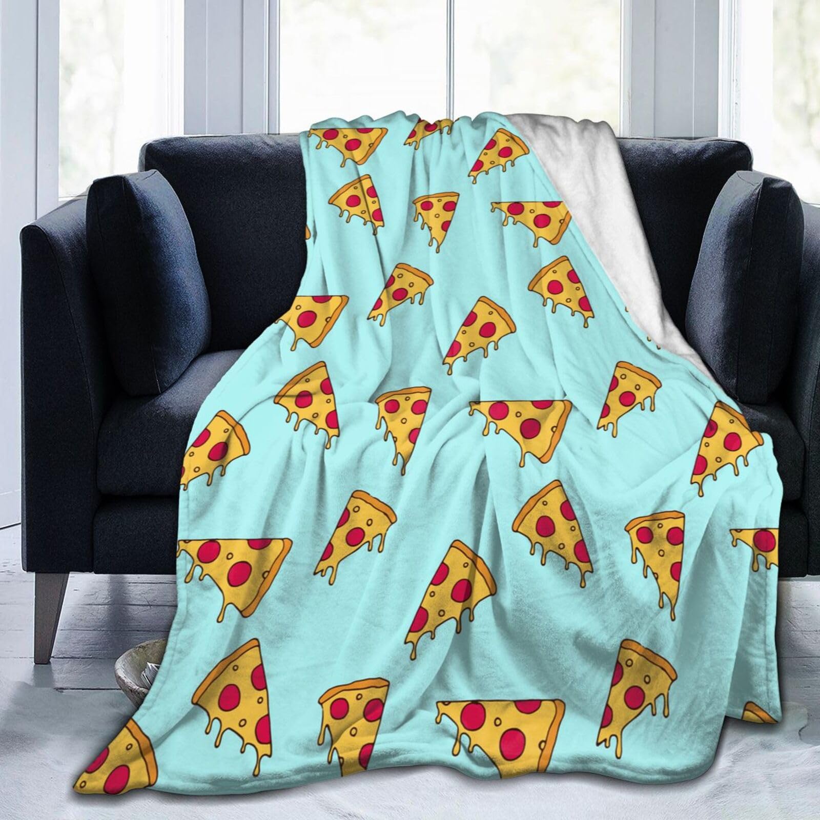Cute Pizza Slice Throw Blanket Super Soft Warm Bed Blankets for Couch Bedroom Sofa Office Car, All Season Cozy Flannel Plush Blanket Gifts for Girls Boys Teens Adults 60"x50"