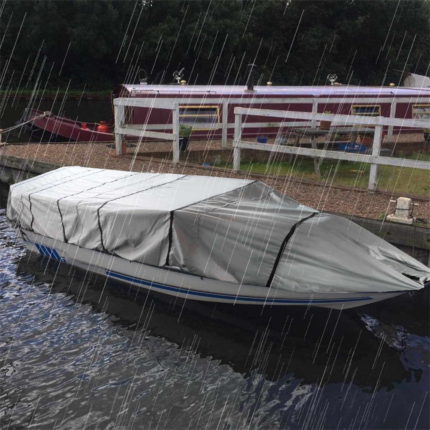 WFLNHB 210D Heavy Duty Trailerable Boat Cover Replacement for Jon Boat-Grey