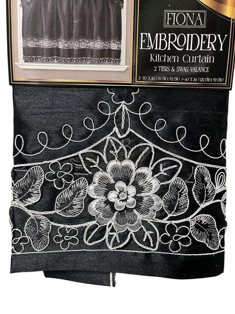 Sally Textiles Inc Fiona Embroidered Kitchen Curtain 36