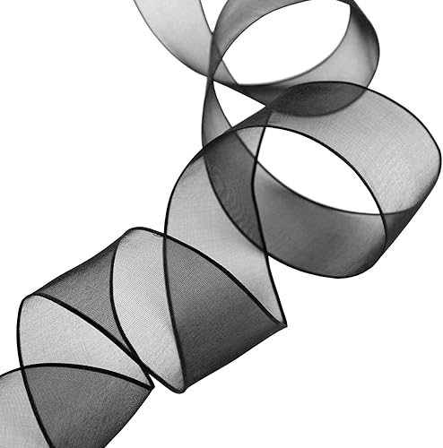 Miniatura 6 de VATIN Cinta de organza transparente con alambre de cinta de Navidad, perfecta para hacer moños