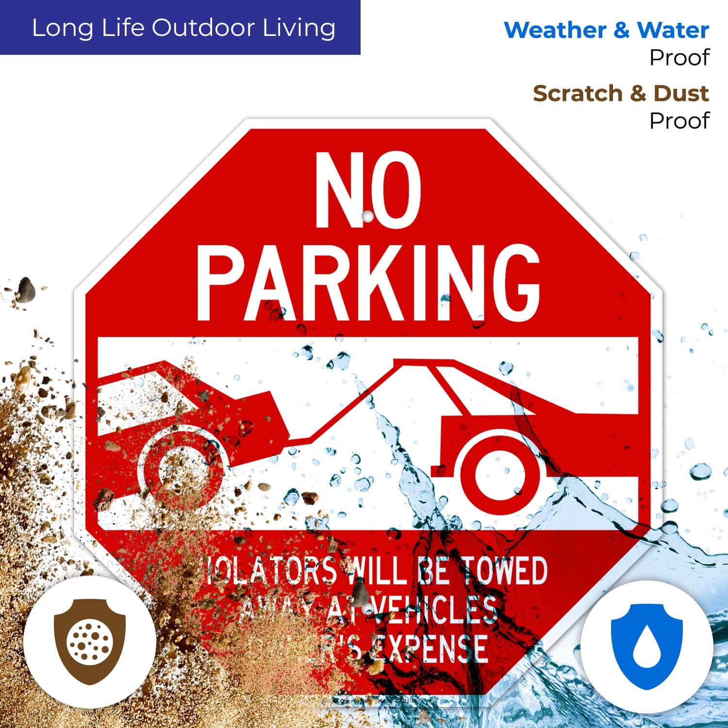 No Parking Sign, Violators Will be Towed, 18x18 Inches, Rust Free .063 Aluminum, Fade Resistant, Easy Mounting, Indoor/Outdoor Use, Made in USA