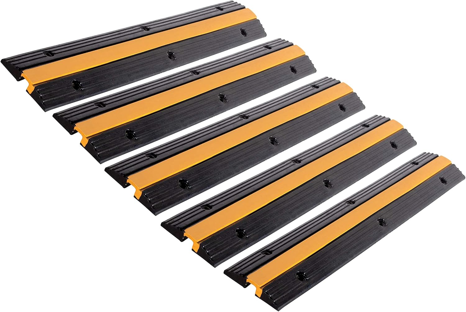 5 Pack Rubber Cable Ramp Hose Cable Protector Ramp 1 Channel 11000Lbs Load Capacity Traffic Speed Bump Wires Power Lines Extension Cord Cover for Indoor Outdoor 11000Lbs-1Channel-5Pack