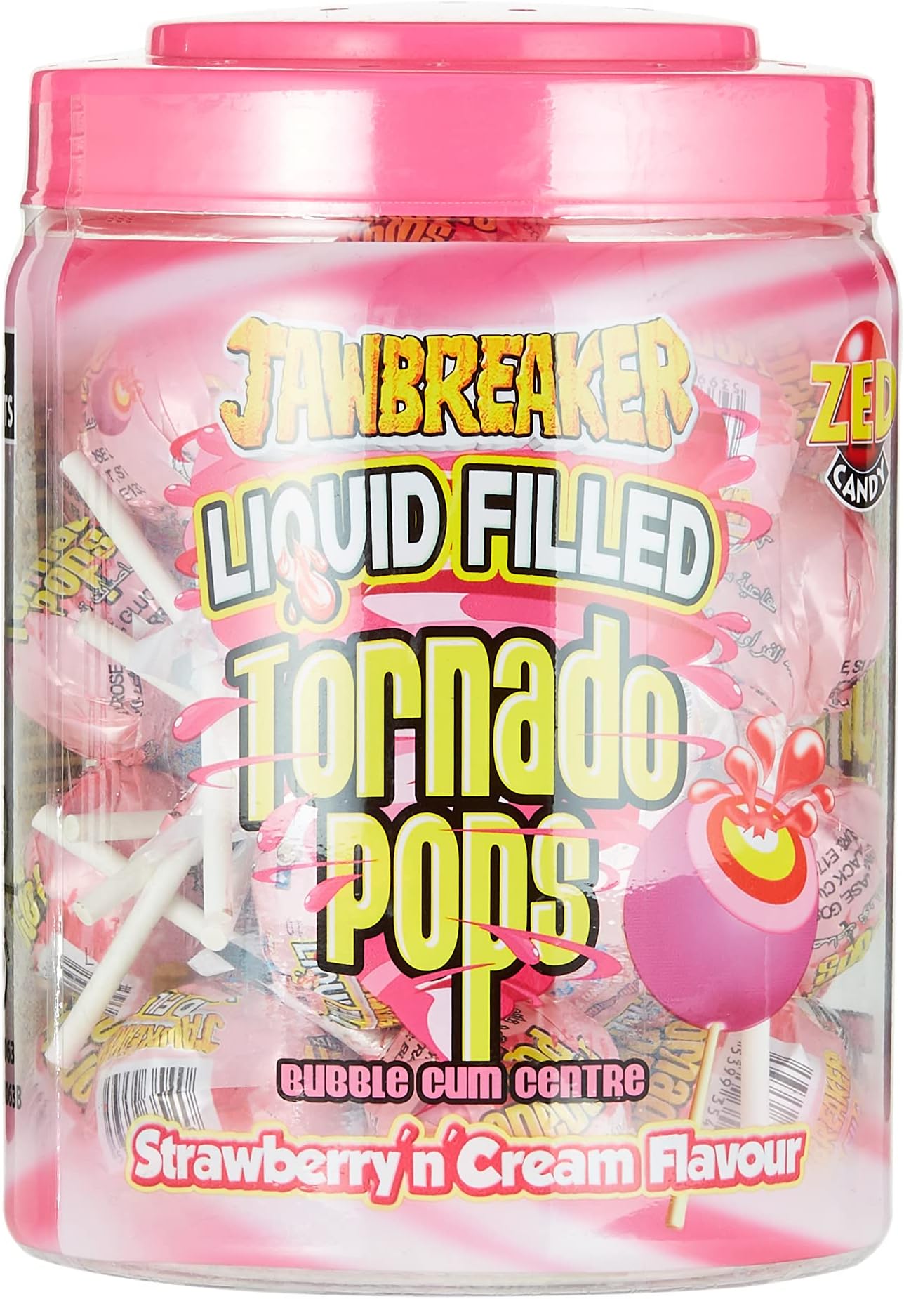 Strawberry Flavor Jawbreaker Liquid Filled Tornado Pop, 30 Count