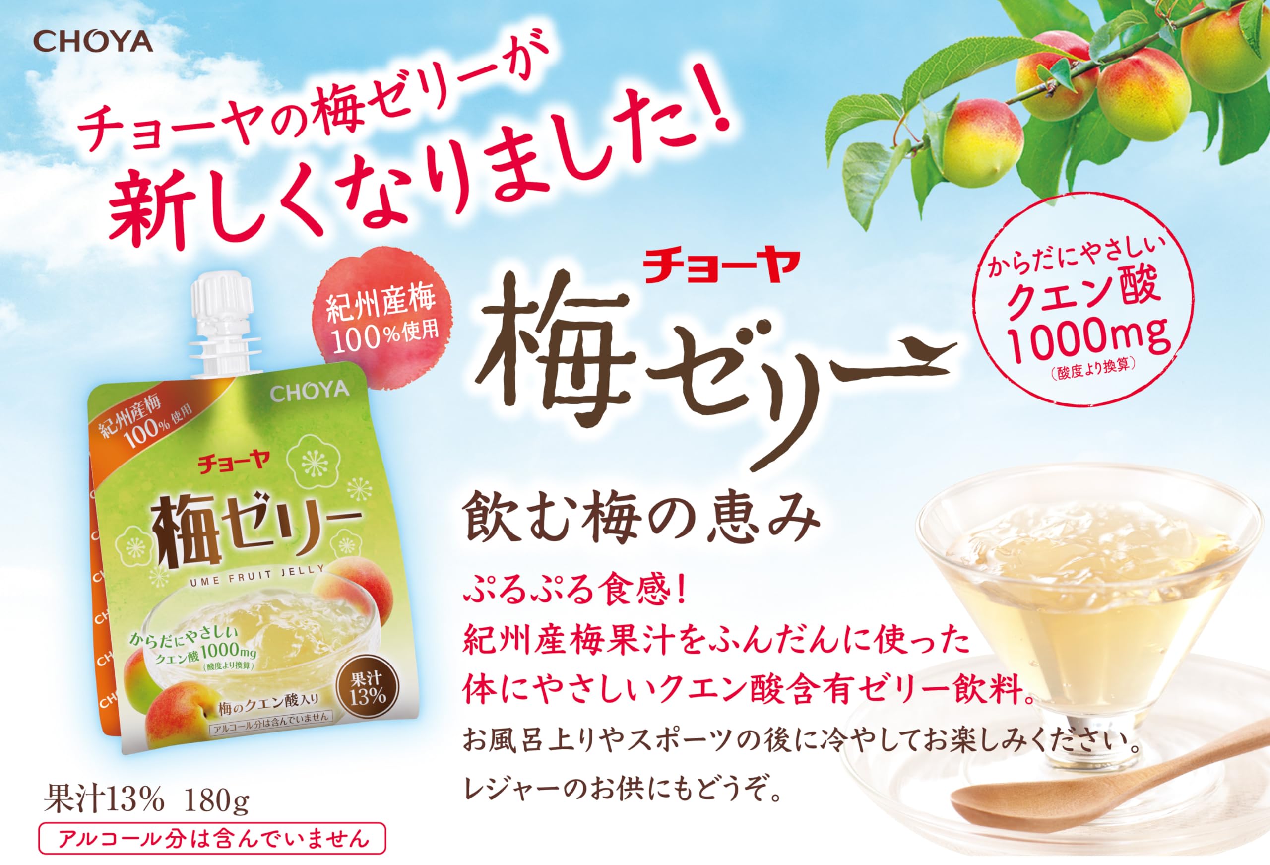 Amazon.co.jp: チョーヤ 梅ゼリーパウチ 180g ×6個 : 食品・飲料・お酒