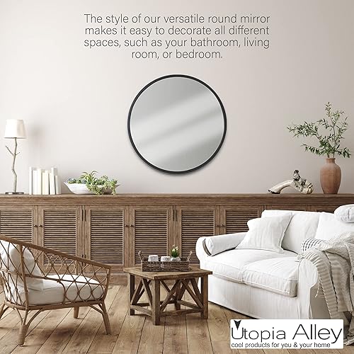 Miniatura 2 de Utopia Alley Espejo redondo - Espejo para pared - Espejo de pared - Espejo moderno para sala de estar, dormitorio y baño - Espejo para colgar en la