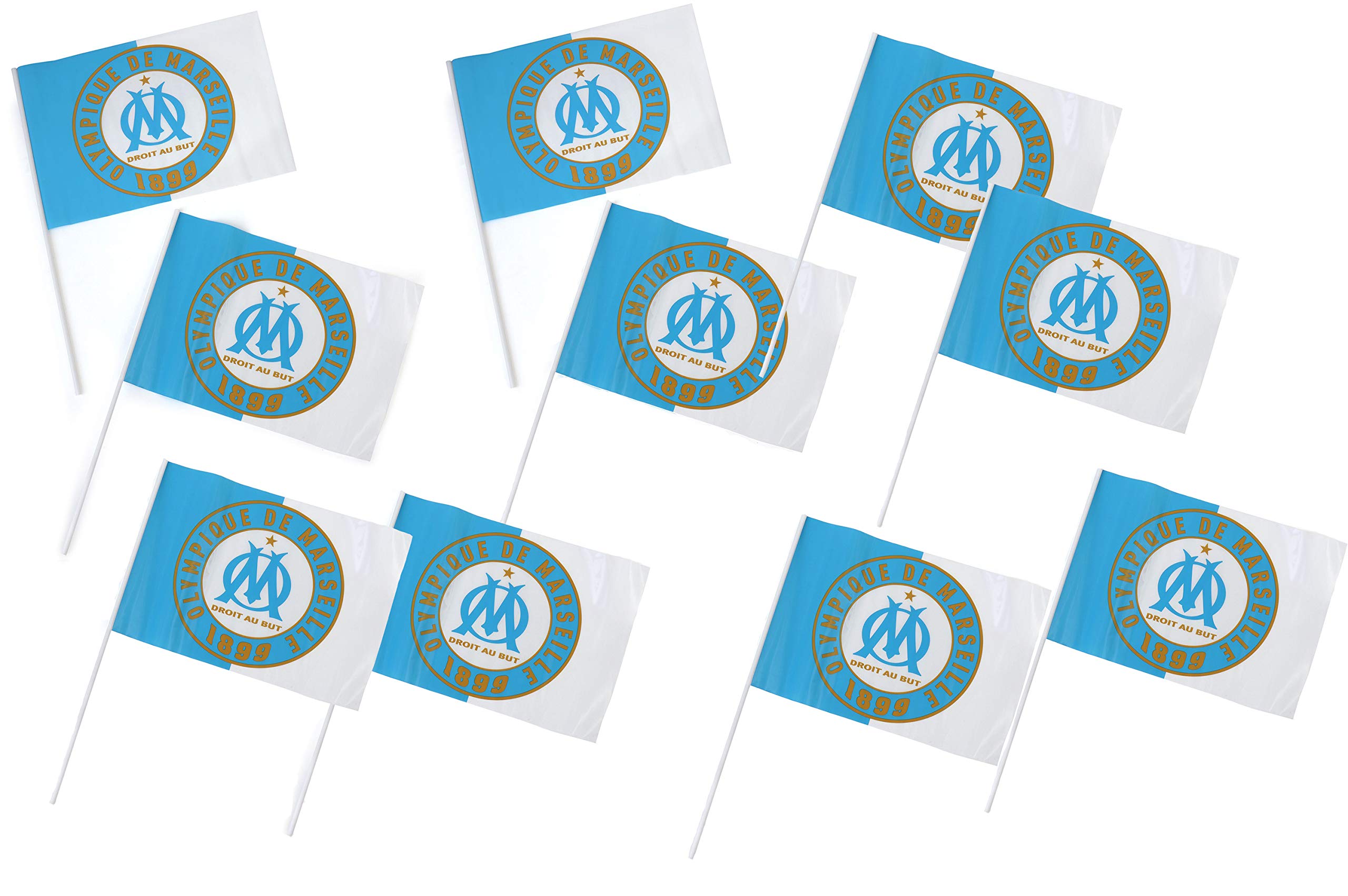 OLYMPIQUE DE MARSEILLE Om Drapeau Logo Collection Officielle Taille 21 x 30 cm
