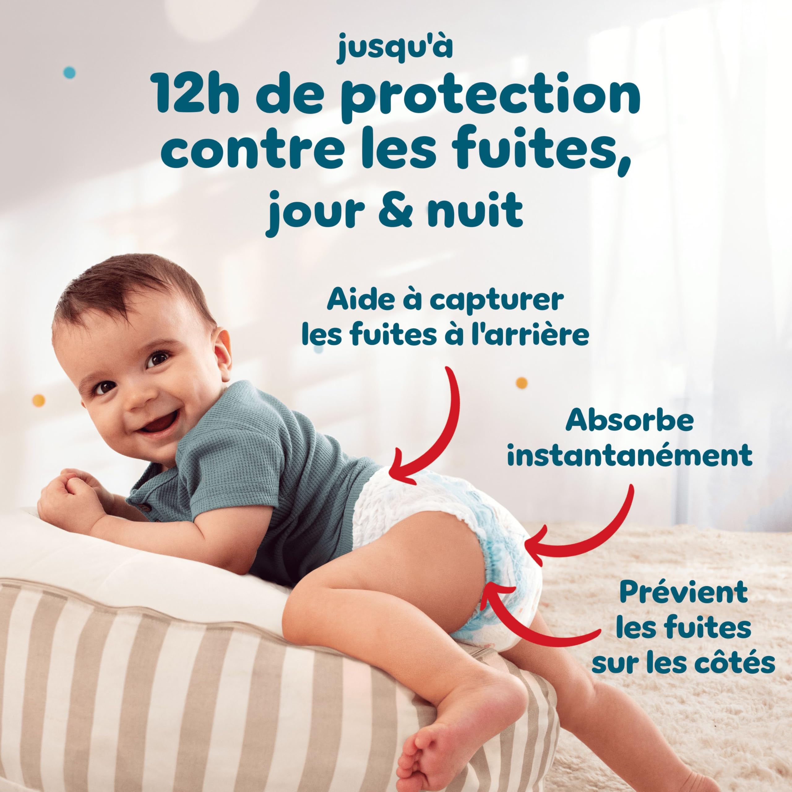 Pampers Baby-Dry Pants Taille 4, 94 Couches-Culottes, 9kg-15kg, Protection 360° contre les fuites jour et nuit