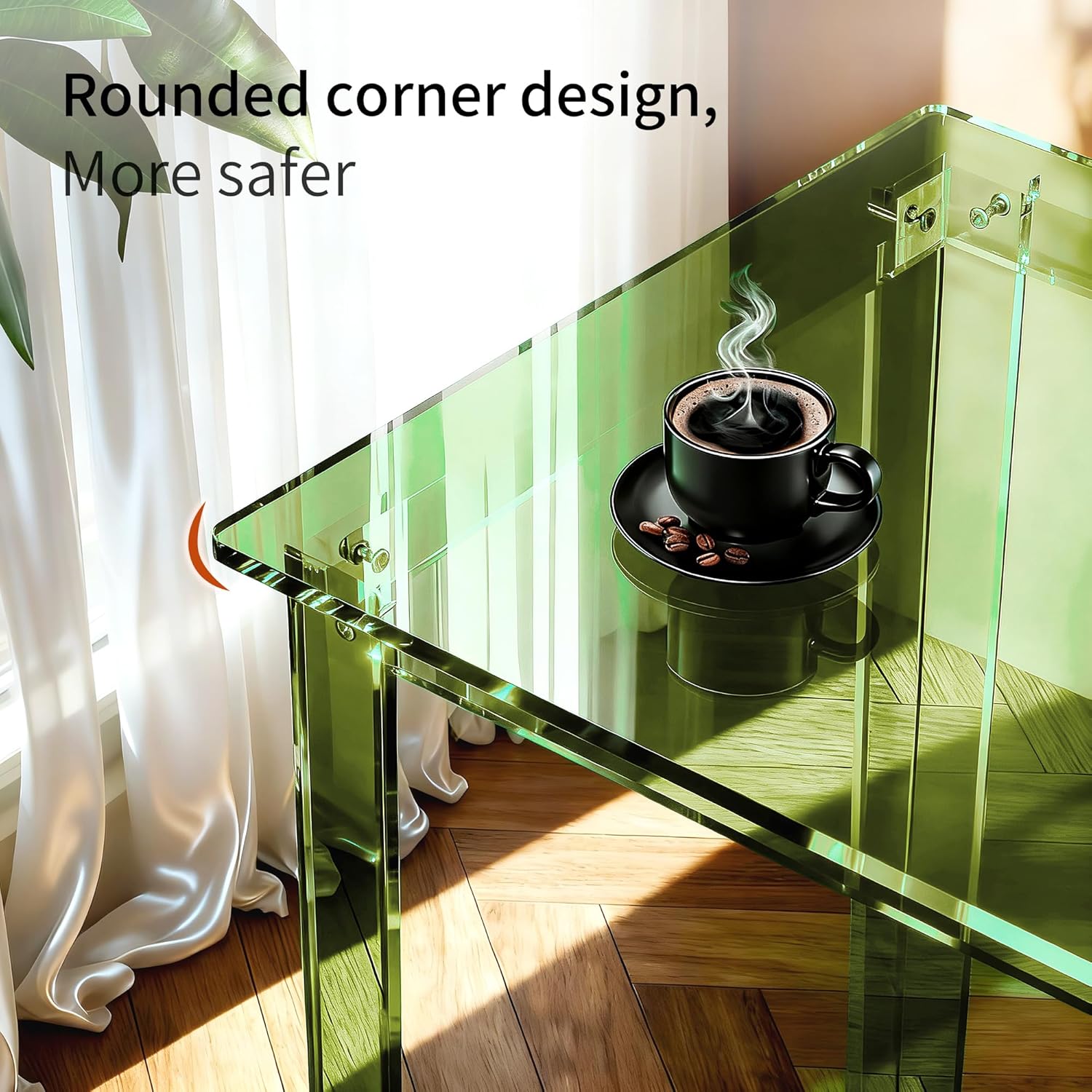 Acrylic Desk, Clear Modern Writing Table for Home Office (Green, Small)