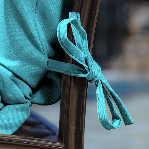 Miniatura 6 de Arden Selections Cojín para silla de comedor al aire libre, 20 x 20 pulgadas, color azul piscina Leala