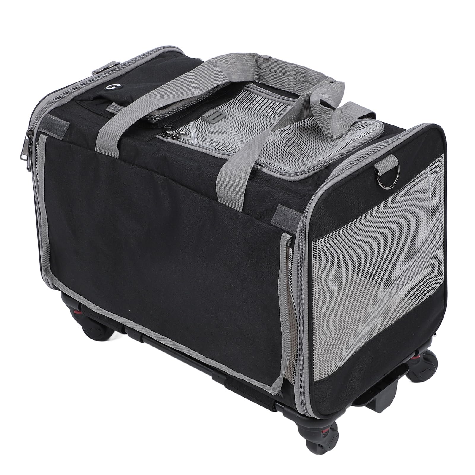 Transportín para Perros y Gatos con Ruedas, Bolsa de Transporte para Mascotas Plegable Portátil con 4 Ventanas de Malla Transpirable para Viajes de Camping Al Aire Libre, Bolsa