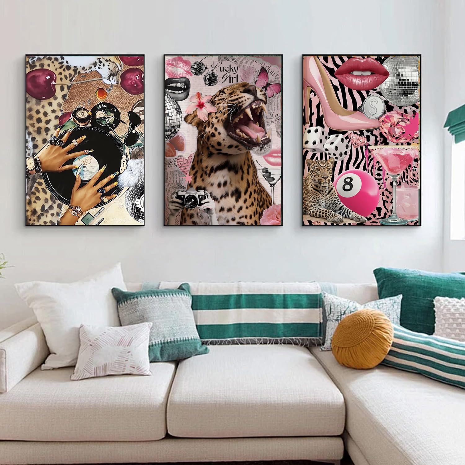 WUDWL 3 Pack Paint by Numbers for Adults and Kids, Fashion Cheetah Wall Decor Painting by Number Kits On Canvas, Number Artist Paint by Number Kit Funny Without Frame DIY, Home Wall Decor,12x16in
