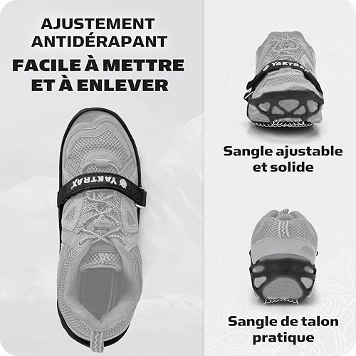Yaktrax Pro Heavy Duty Traction Hiking Cleats, Durable Rubber Strap & Strong 1.4mm Stainless Steel Coils, Provides Traction In Ice & Snow, Black, Large, EU Shoe Size 44-46 - 7
