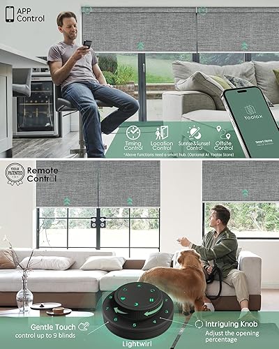Miniatura 47 de Yoolax Persianas motorizadas con control remoto, persianas inteligentes opacas de tela motorizada funcionan con Alexa, persianas automáticas