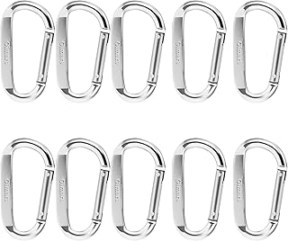 Gimars 8cm*10 Pz Moschettoni Portachiavi con Chiusura a Molla Moschettone in Lega di Alluminio D Forma Moschettoni Portachiavi Gancio per Campeggio, Trekking, Viaggi, Pesca, Escursione