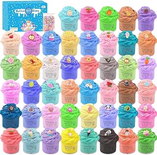 45 Pack Butter Christmas Slime Kit for Kids, Holiday Making Bulk Scented Slime Charms Party Favor, DIY Putty, Soft & Non-Sticky, Stress Relief Toy for Girls and Boys Age 4-12, Birthday Basket Filler