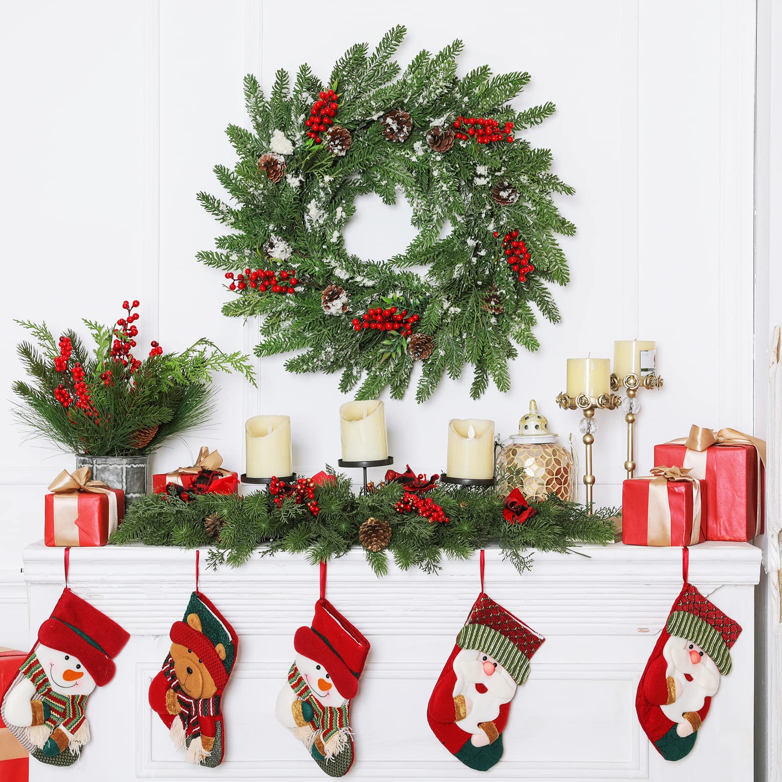 Amazon.co.jp: 28インチ クリスマスリース フロントドアデコレーション