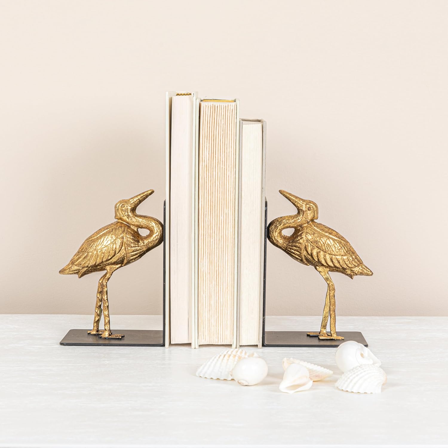 Creative Co-Op Decorative Cast Iron Bird Bookends, Gold, Set of 2