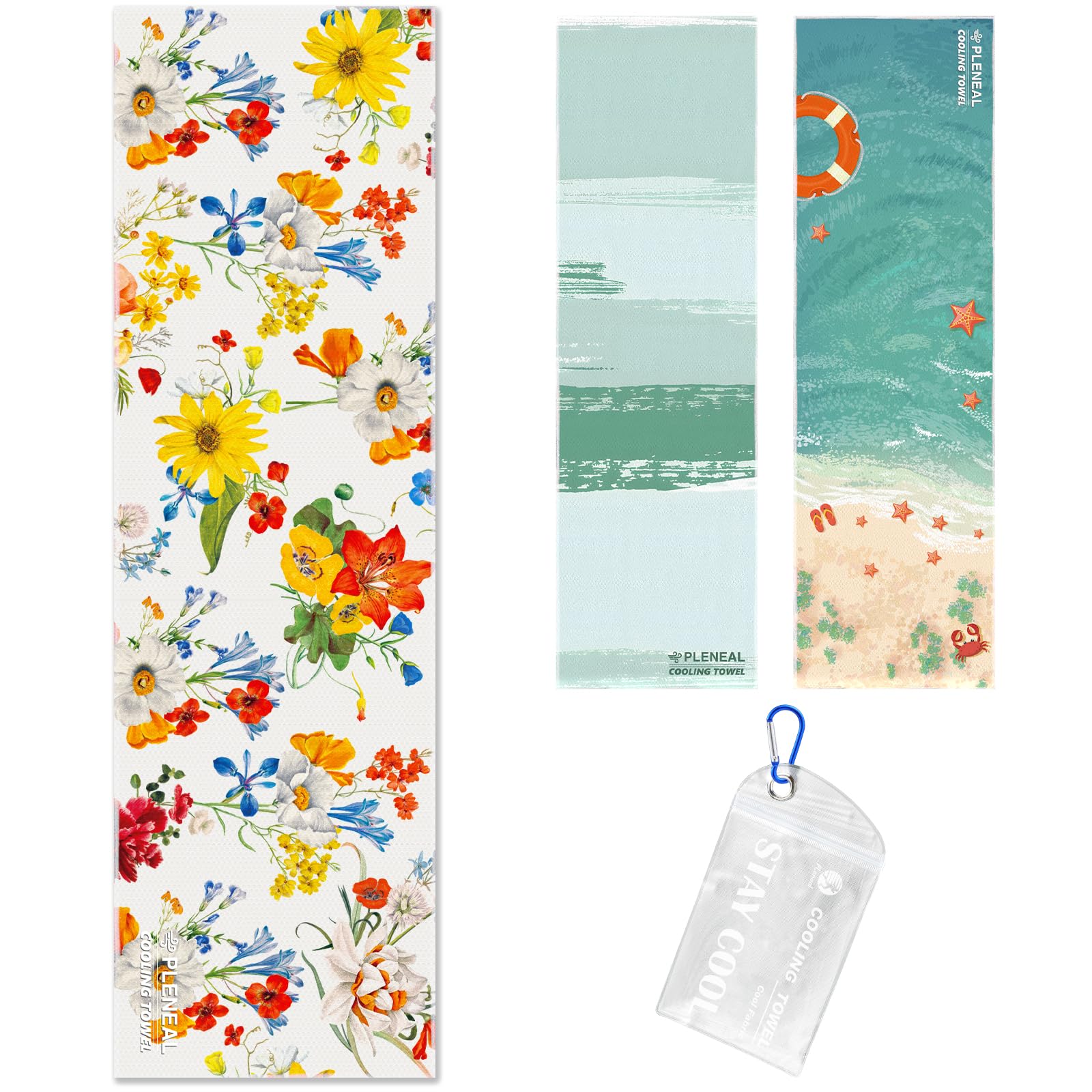Pleneal Cooling Towels (40"x12"), 1 Pack Ice Yoga Towel Soft Breathable, Microfiber Gym Towel for Neck and Face, Cooling Towels with Pouch and Clip