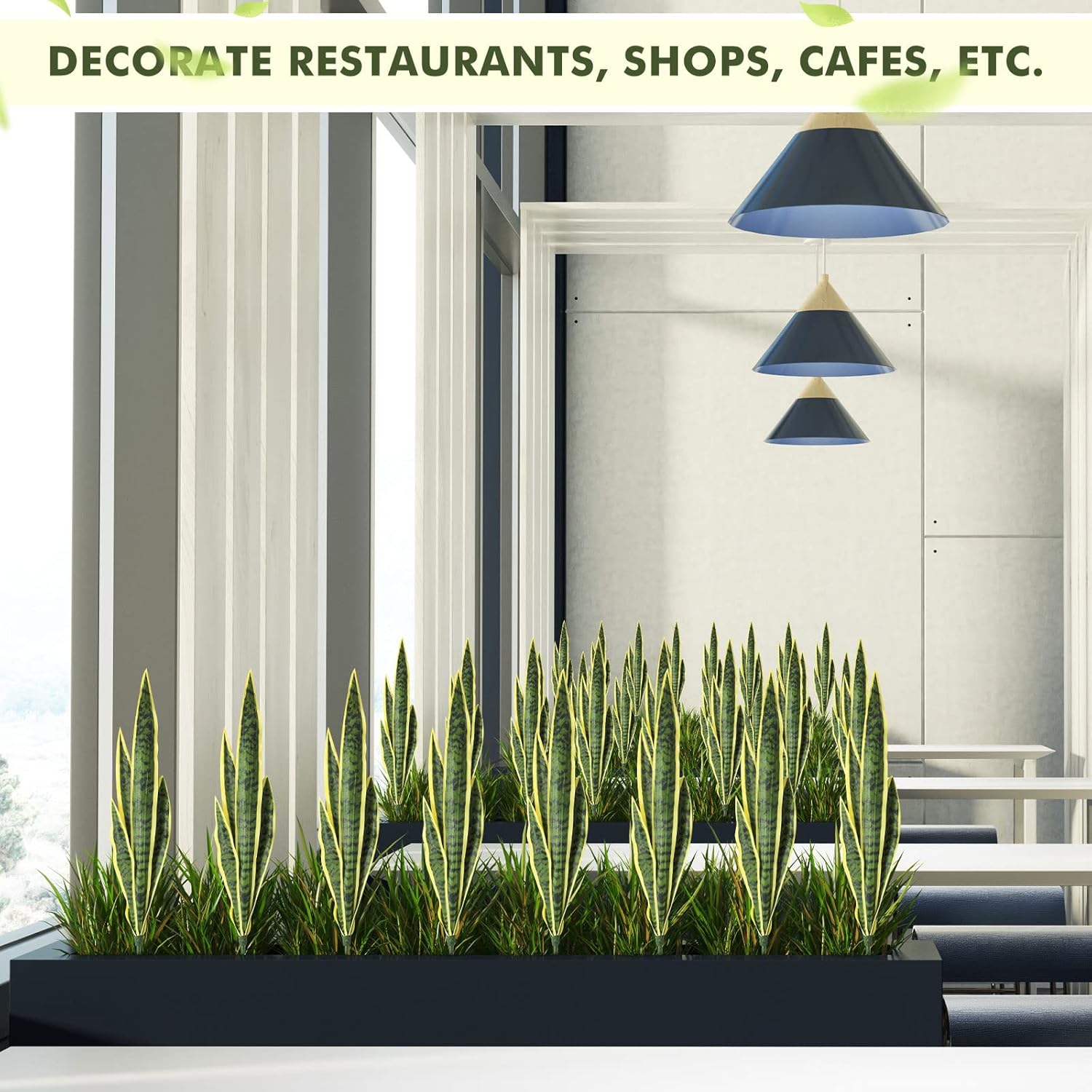 Tigeen 8 Pcs Faux Snake Plants 30 Inch Artificial Snake Plant Tall Faux Agave Fake Sansevieria for Garden Home Office Store Indoor Outdoor Decoration (Yellow)