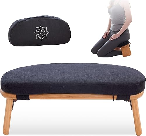 Banco de meditación plegable y moderno Bisagras magnéticas de bloqueo Seiza de bambú ergonómico de madera para postura de meditación zen y yoga