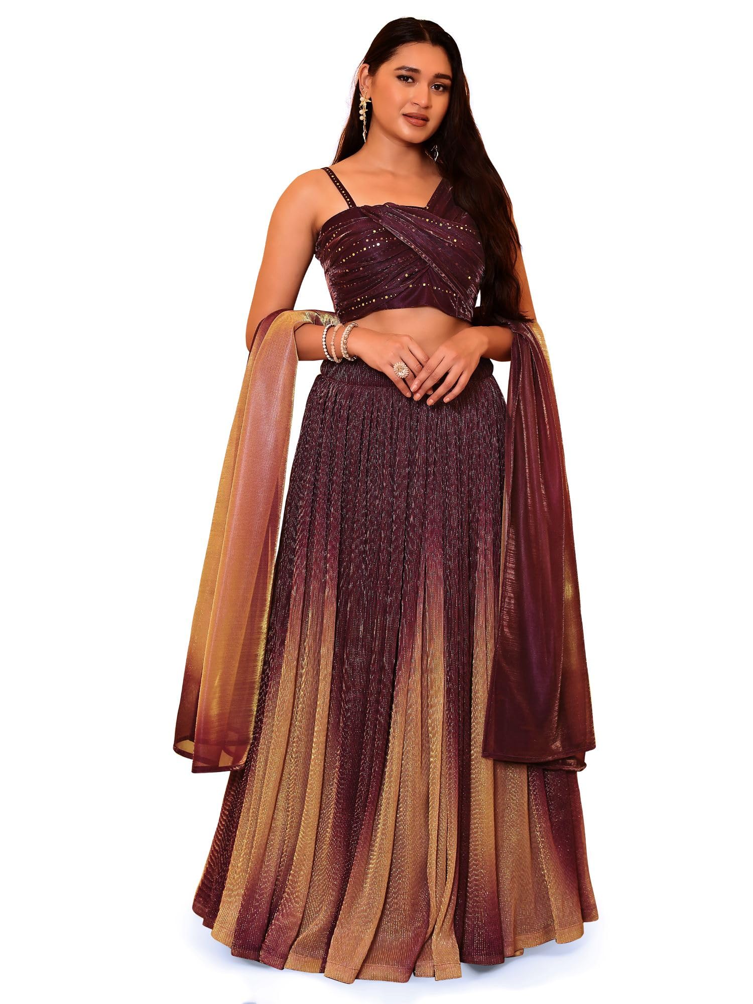PURVAJA Lehenga Choli Liya damska tkanina poliestrowa