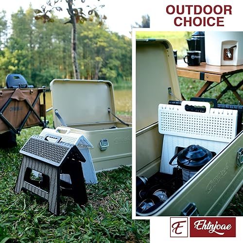 Miniatura 6 de Home&Kitchen Taburete plegable negro para adultos, ligero y portátil, para dormitorio, baño y muebles de exterior