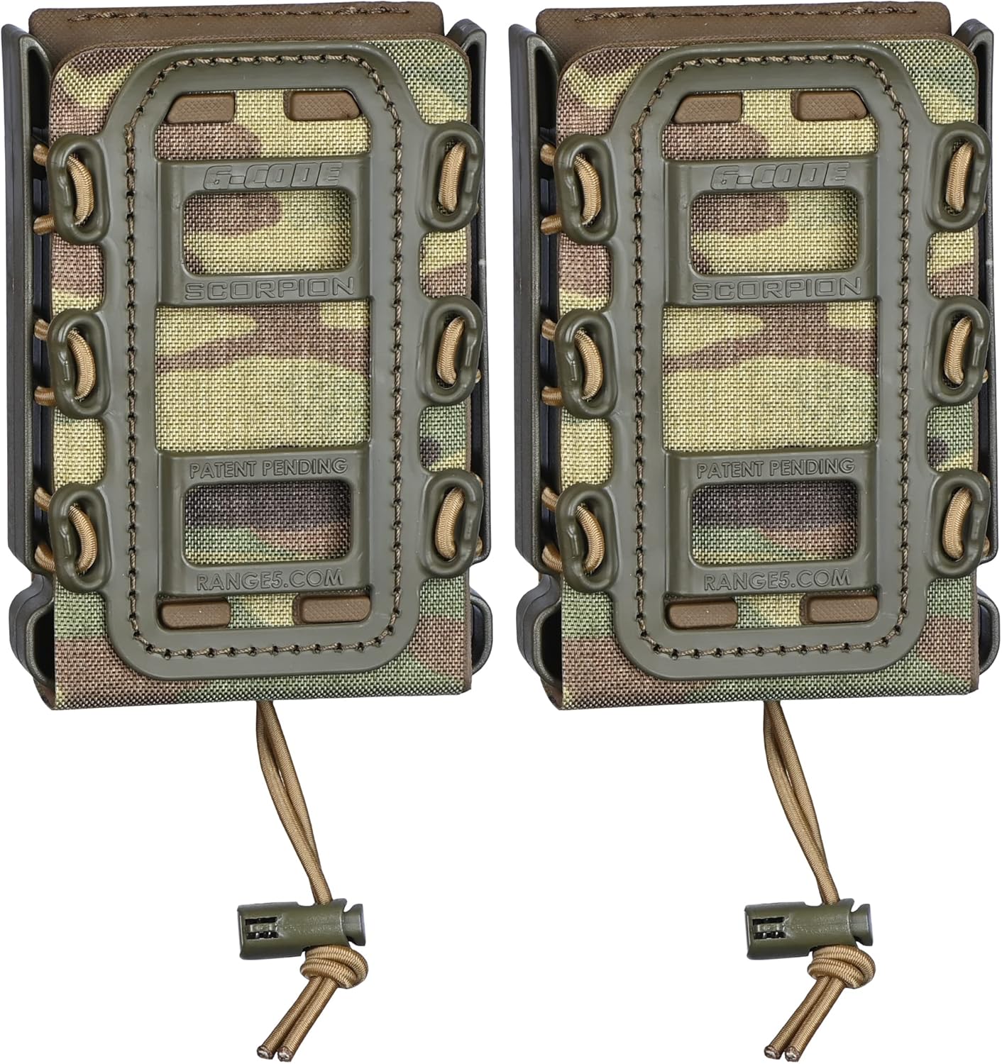 G-CODE Rifle Soft Shell Scorpion Mag Carrier - Pack of 2 - (Multicam) with R1 Clips- 100% Made in USA