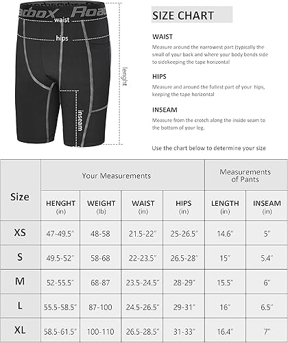 Miniatura 7 de Roadbox Pantalones cortos de compresión para niños y jóvenes, ropa interior de compresión de elastano para correr, baloncesto, béisbol, fútbol