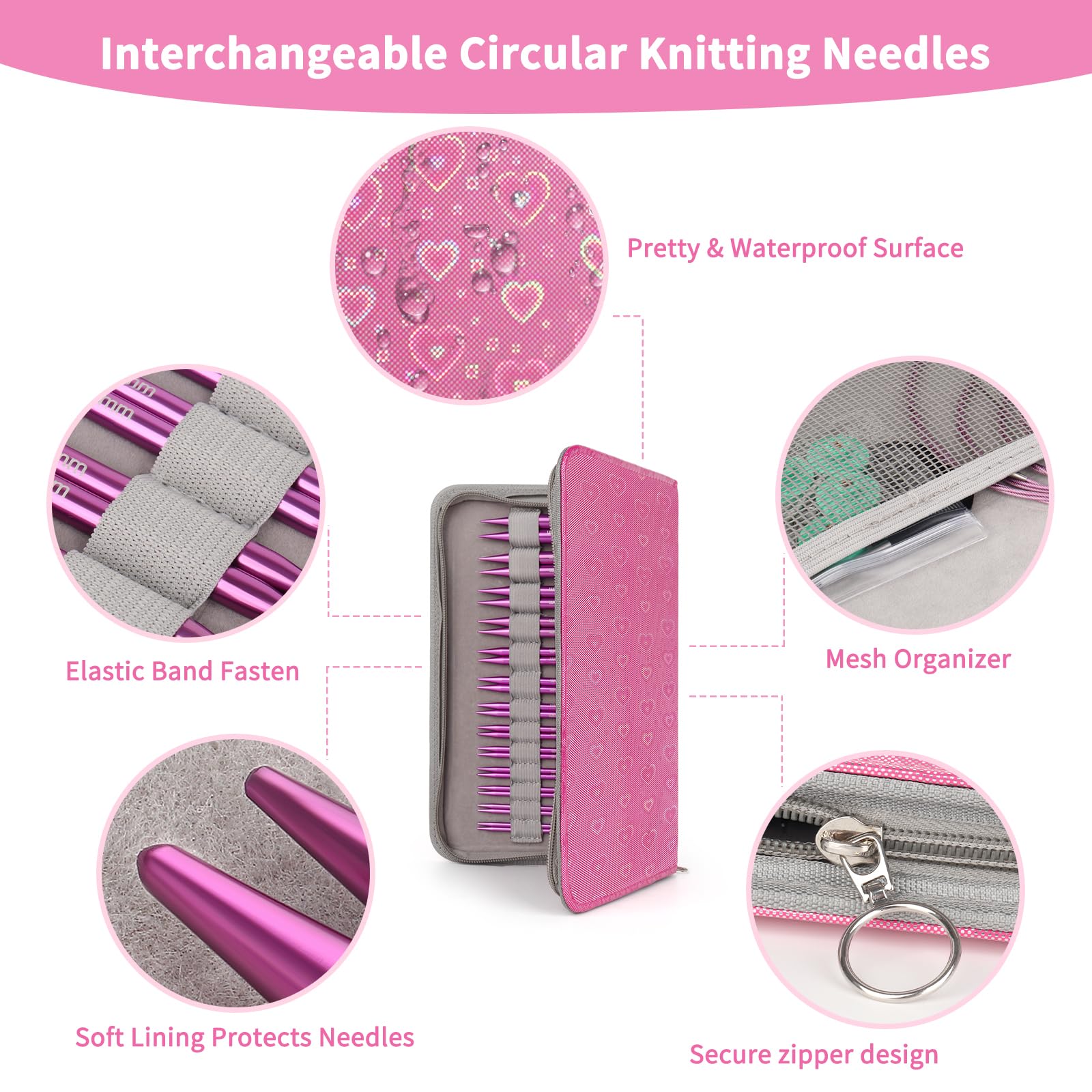 Reessy Stricknadeln, Austauschbare Rundstricknadeln Set mit Etui & Zubehör, 13 Paar Rundstricknadeln 3,0 mm-10,0 mm, Rundstricknadeln für Anfänger Erwachsene