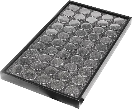 MIAO JIN Escaparate de tarros de gemas de espuma negra, bandeja de exhibición desmontable negra para coleccionables, 50 rejillas de pintura de
