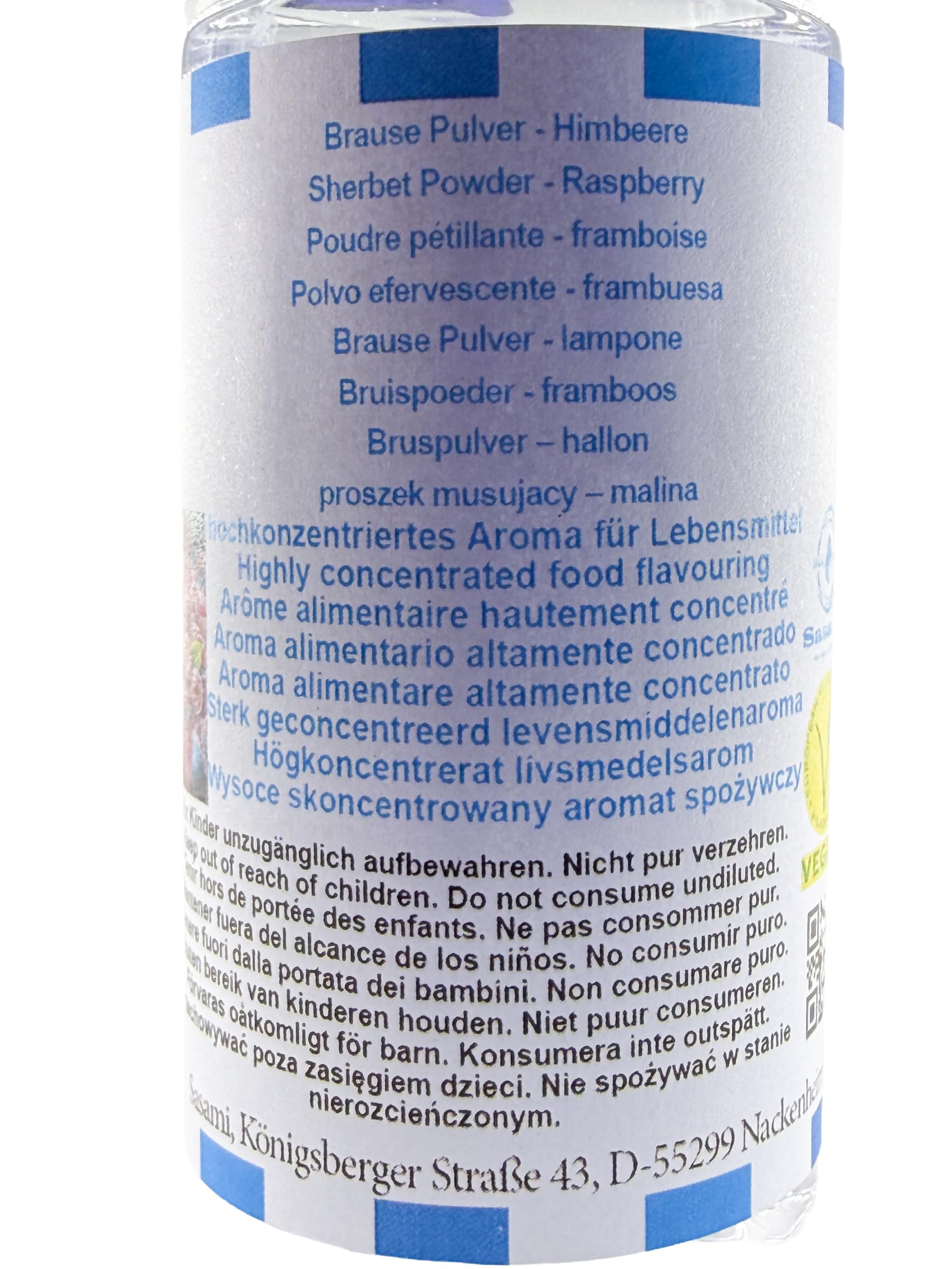 Polvo efervescente - frambuesa aroma concentrado - Vegano - Sasami - 100ml