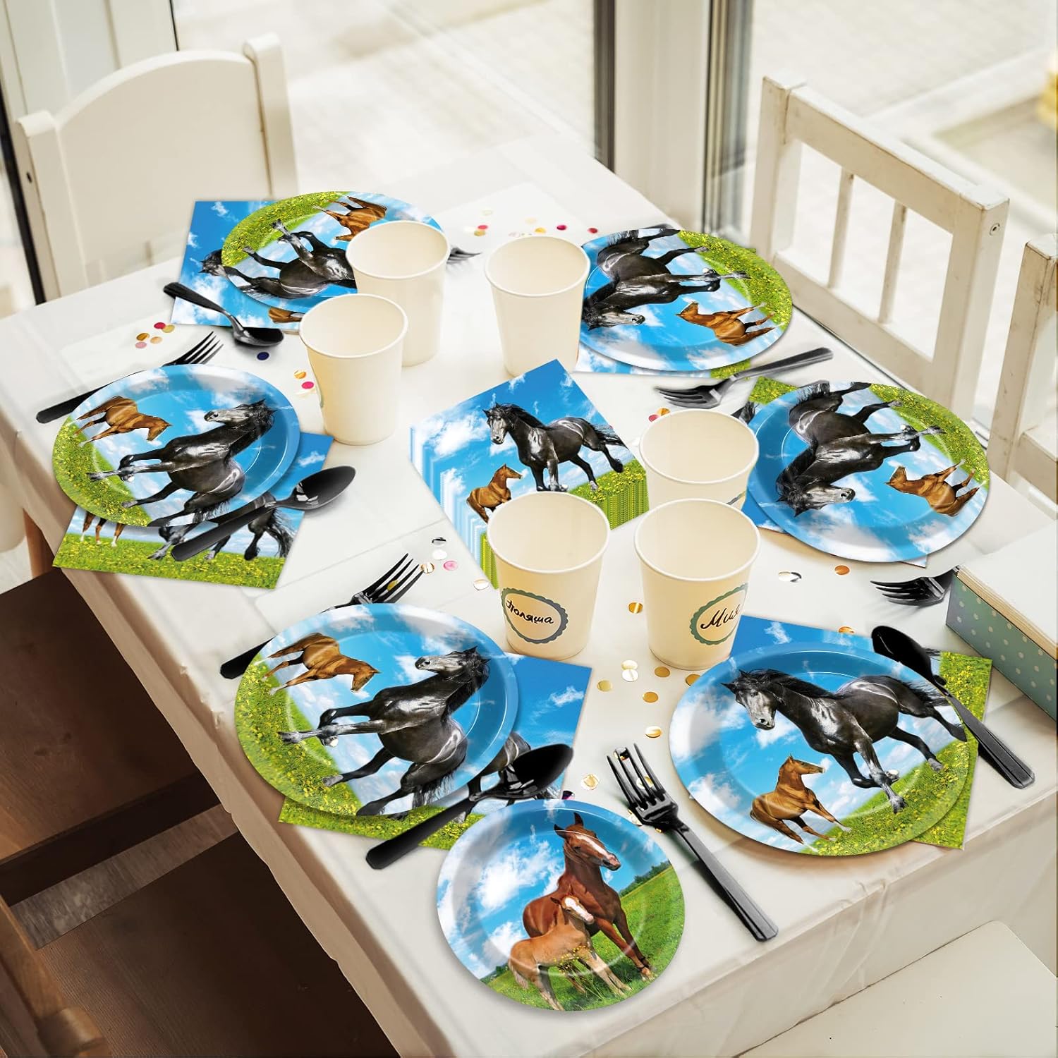 gisgfim 96 Pcs Horse Party Plates and Napkins Party Supplies Kentucky Horse Party Tableware Set Wild Horse Derby Day Theme Party Decorations Favors for Girls Boys Birthday Baby Shower Serves 24 - Image 6