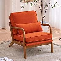 Vista 1 de Accent Chairs for Bedroom Linen Armchair Lounge Chair with Extra-Thick Padded Backrest and Seat Cushion Sofa Chairs Single Reading Leisure Chair for