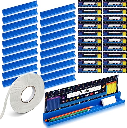 PerKoop Juego de 20 placas de nombre para escritorio de aula, tarjetas de índice, etiquetas de nombre para aula, accesorios de escritorio para