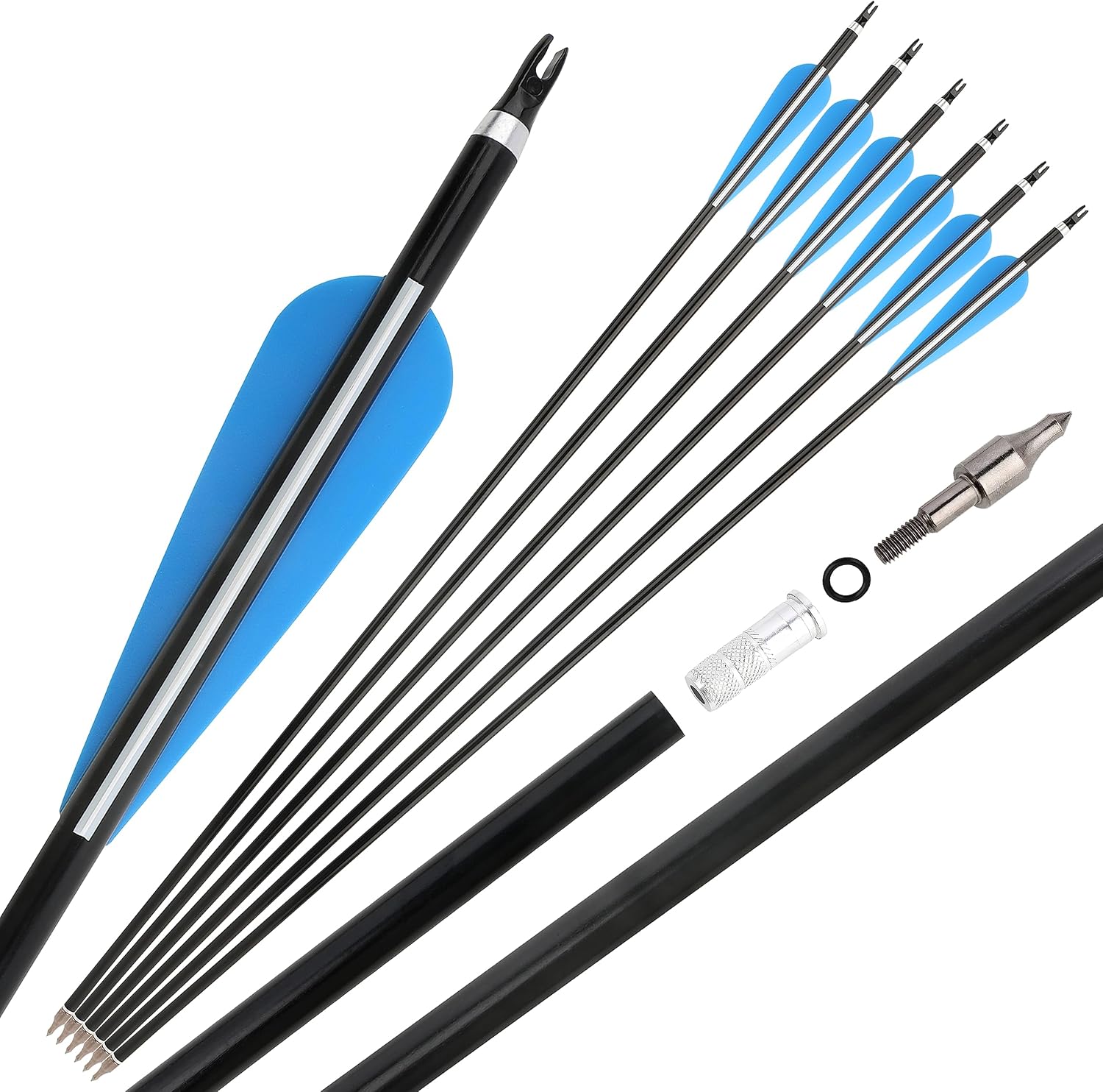 AMEYXGS Archery 30inch Aluminum Arrow Spine 300 Target Arrow Hunting Practice Arrow for Recurve Bow Compound Bow