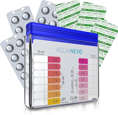 Pool Tester pH et Chlore avec 60 Pastilles de Test, Testeur Eau Piscine