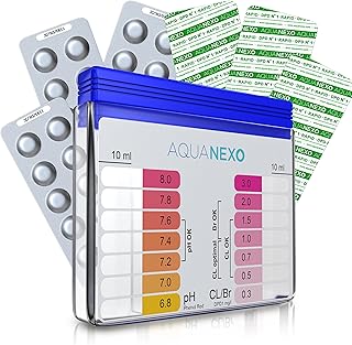 Pool Tester pH und Chlor inkl. 60 Pool Testtabletten, Pooltester, Pool Wassertester, Schütteltester Pool ph Tester, Pool Tester Chlor und pH für Schwimmbad, Planschbecken, Whirlpool