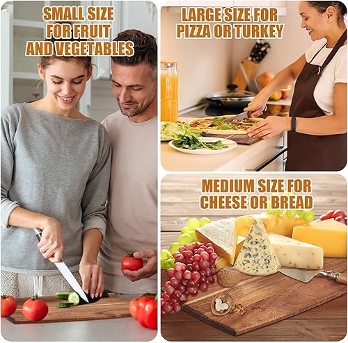 Vista 4 de Irenare Juego de 18 tablas de cortar lisas con asas, grabado láser, charcutería de madera, tabla de cortar para servir a granel para bricolaje