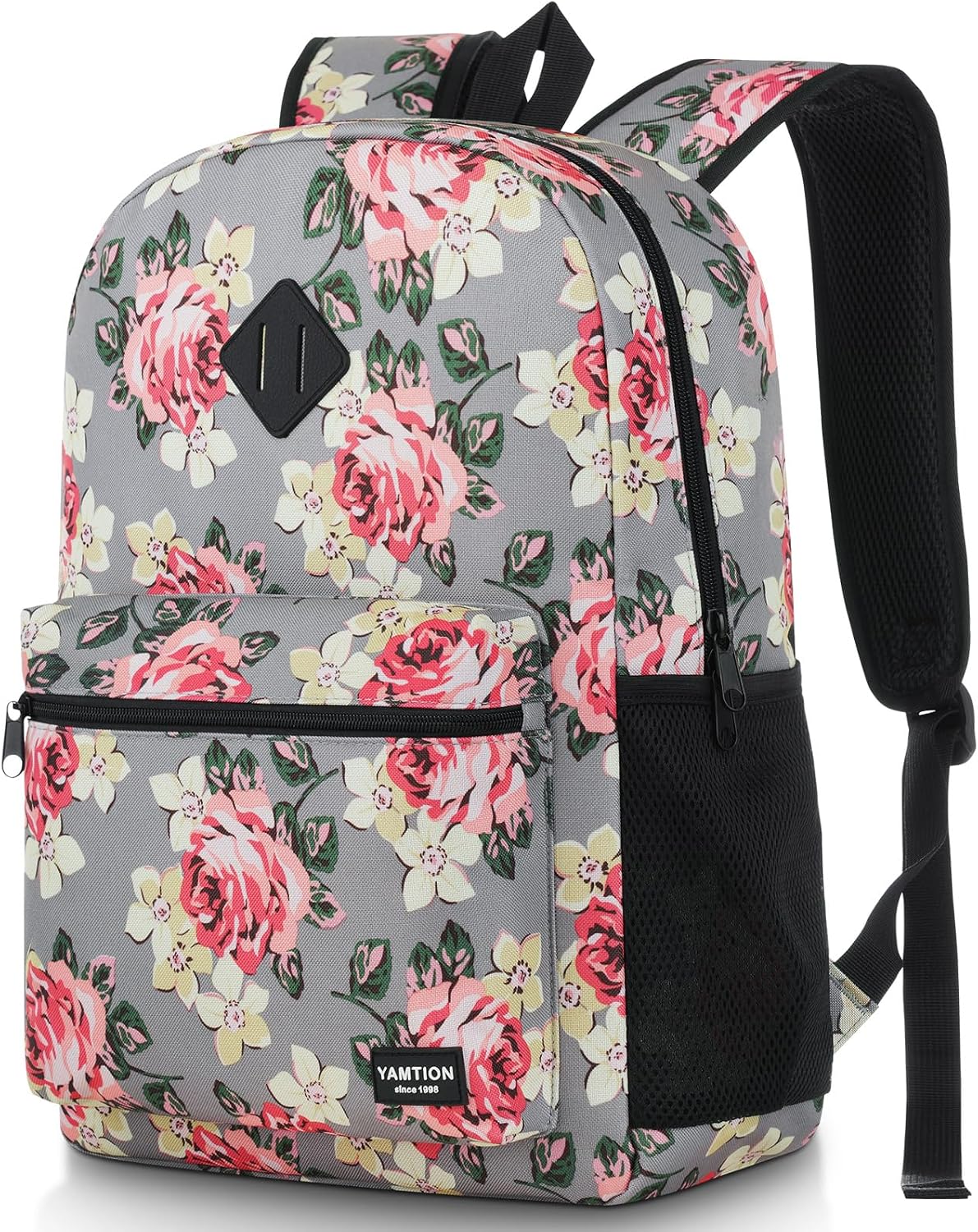 YAMTION School Backpack,Unisex Classic Bookbag Teens Schoolbag with USB Port for High School College Office Work Travel, 15.6 inch, Beige