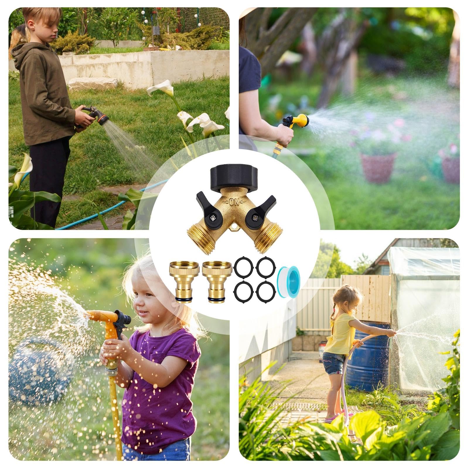 Navaris Sdoppiatore per Tubo Irrigazione Giardino - Splitter a Doppia Uscita Maschio con Ingresso Maschio - Doppio Raccordo per Tubi Giardinaggio - con 3 Connettori Rapidi da 1/2