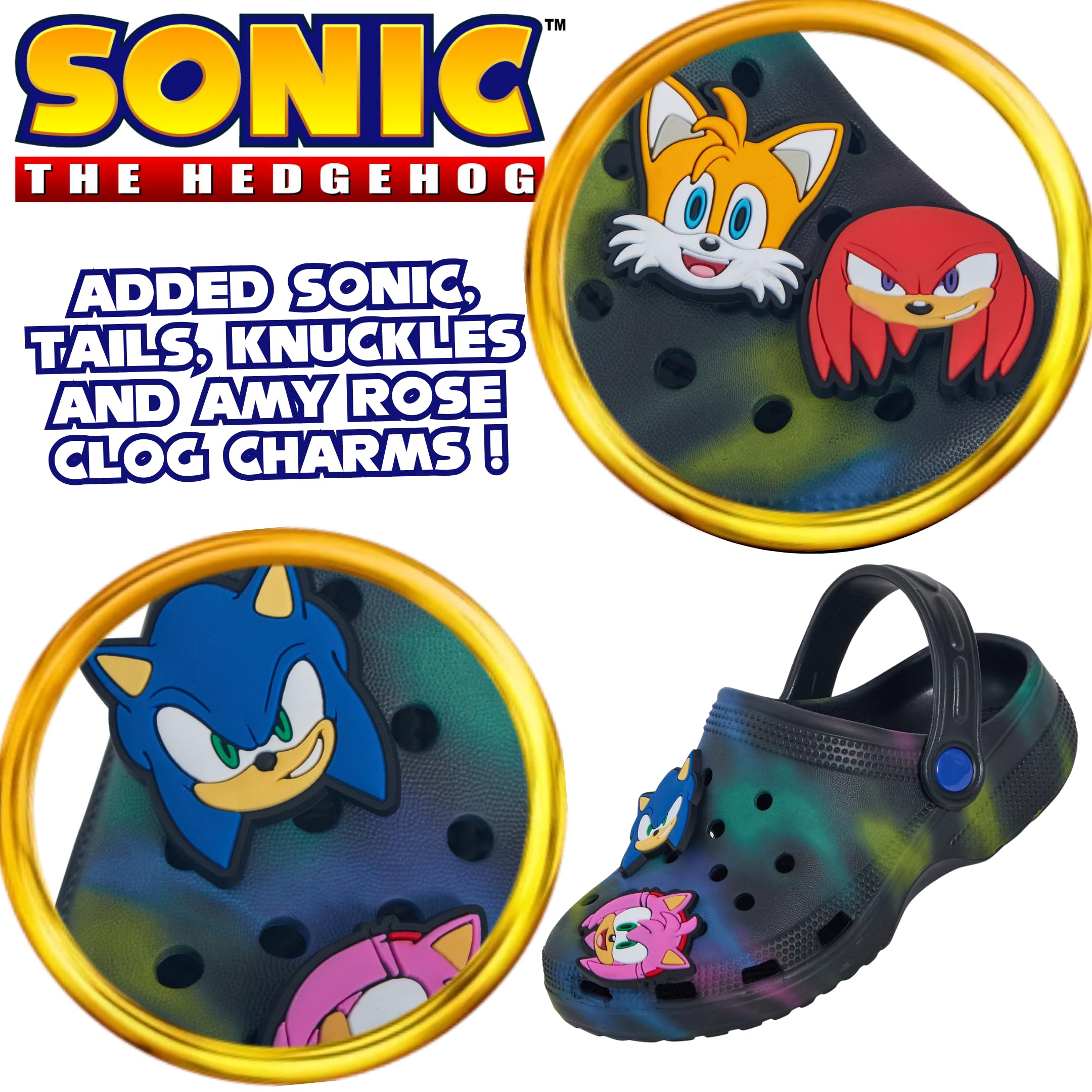 Sonic The Hedgehog Zoccoli Charms Ragazzi Ragazze Sandali Bambini Estate Ciabatte con Cinturino alla Caviglia Scarpe da Spiaggia