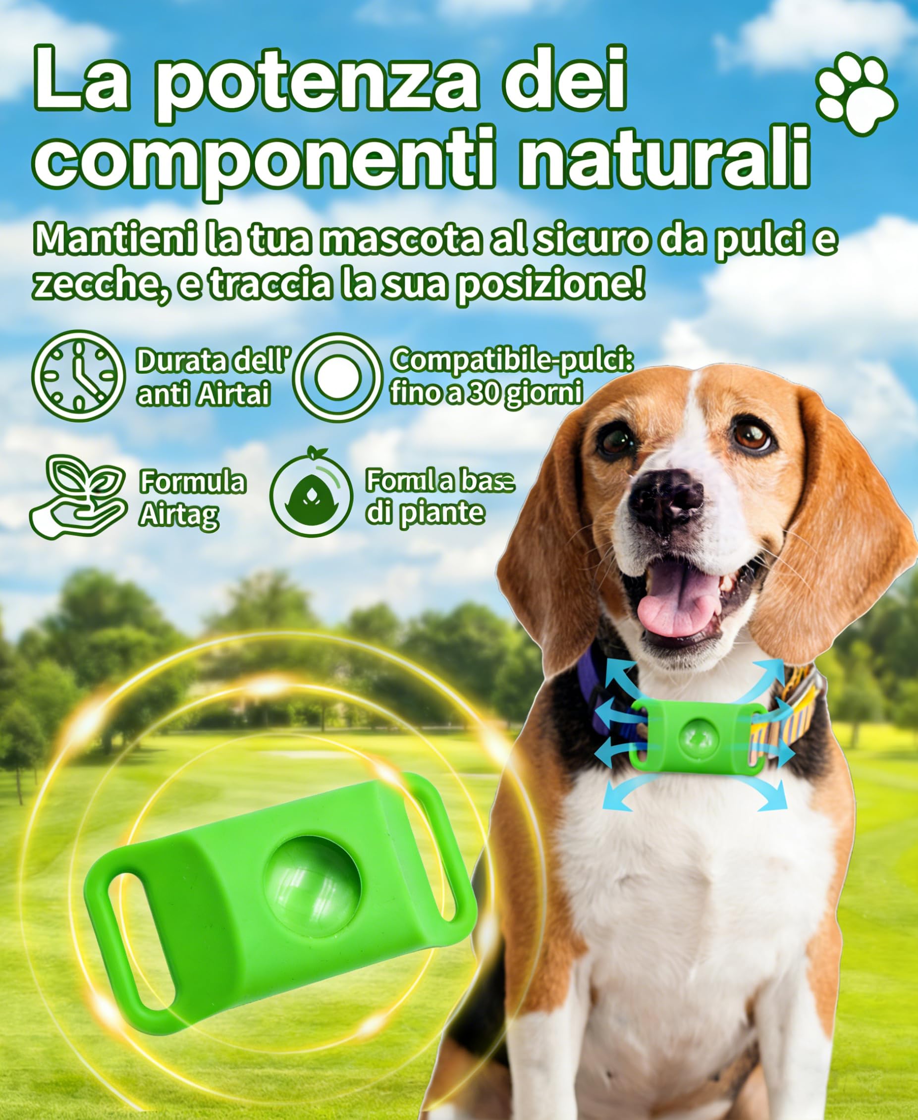 Collare Antiparassitario Naturale,Collare Antiparassitario Per Cani (4*A)
