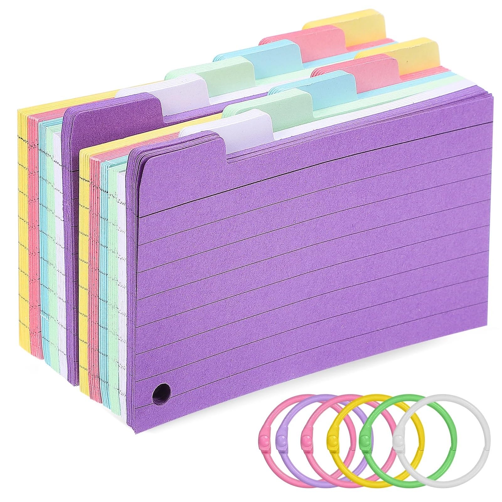 Segnapagina Sticky Tabs 600 fogli a schede Schede Indice a Righe Colorate Pre-Forato Foro Raccoglitore ad Anelli Note per Studio Organizzazione Project Management Flash
