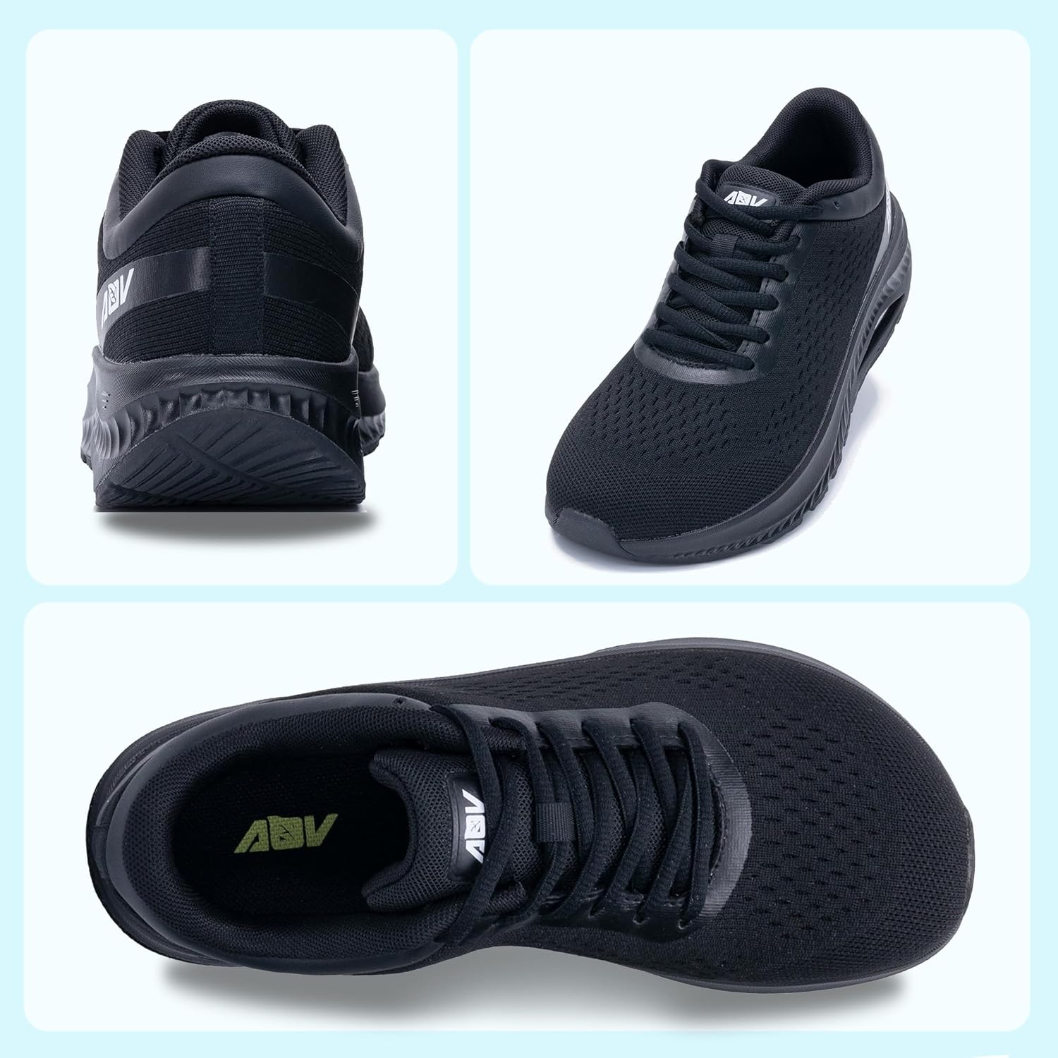 Women's Extra Wide Walking Shoes with Arch Support Wide Width Air Sneakers for Flat Foot Plantar Fasciitis Heel Pain Relief AllBlack US 9 - Image 5