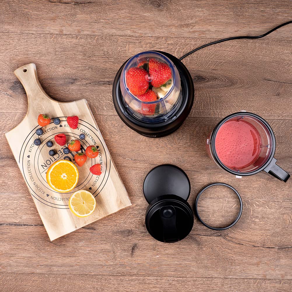 BAKAJI Frullatore in Acciaio Inossidabile Smoothie Blender con Caraffa da Asporto da 1 Litro, 1200W Potenza, Ideale per Pappe, Frullati, Salse, 220-240 V, 1 Velocità, Dimensioni ‎14.5 x 14.5 x 40.5 cm