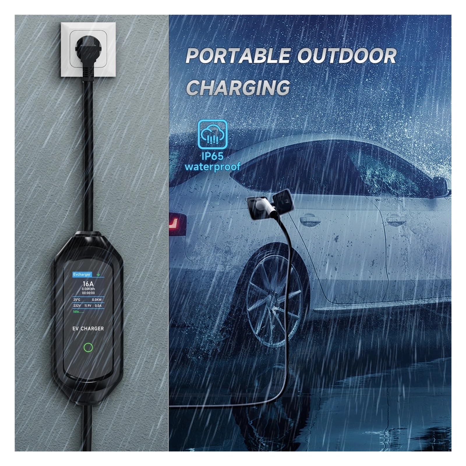 Amazon.co.jp: ポータブル EV 充電器 3.5KW Type1 SAE J1772 EVSE 高速