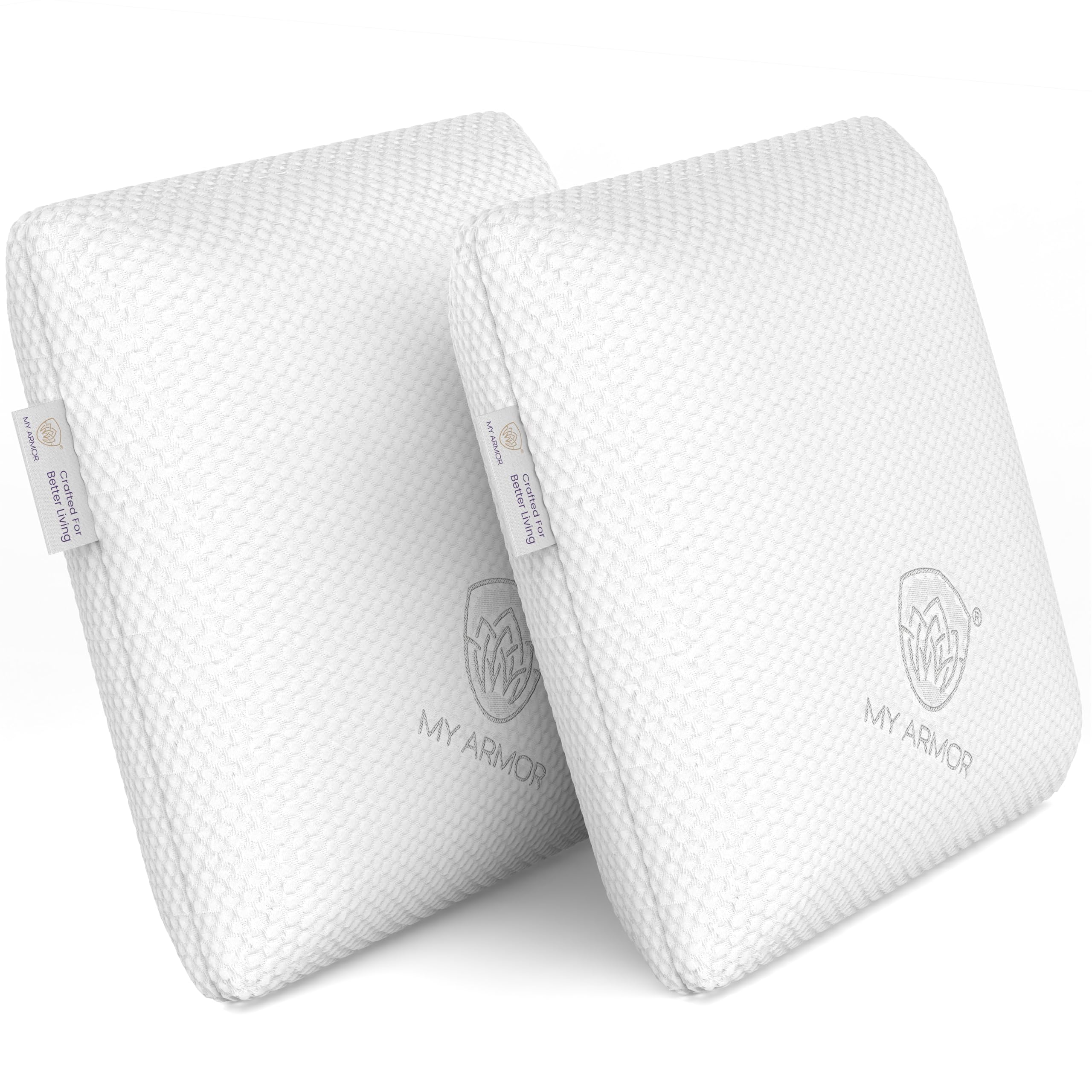 MY ARMOR Memory Foam Square Cushion for Car, Sofa/Diwan, Bed, Chair & Decoration | Highly Durable, Hypoallergenic | Inner & Outer Cover | White, Pack of 2 [14"x 14" x 4"] (B096XLD366) Amazon Price History, Amazon Price Tracker