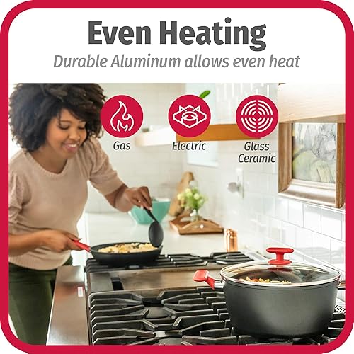 Miniatura 3 de GoodCook ProEase - Juego de sartenes antiadherentes, 10 y 8 pulgadas, color negro